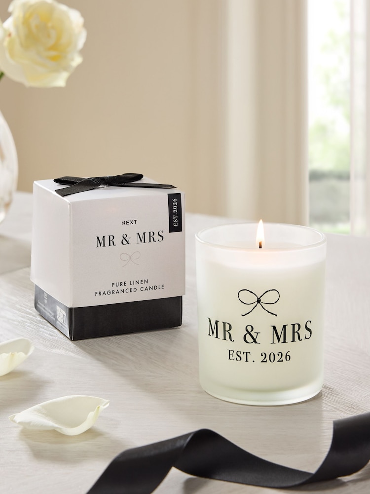 Black/White Est in 2026 Mr and Mrs Boxed Wedding Candle - Image 1 of 3