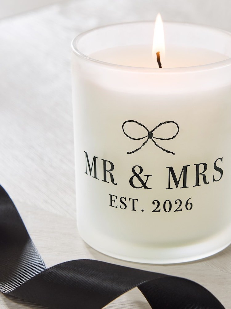 Black/White Est in 2026 Mr and Mrs Boxed Wedding Candle - Image 2 of 3