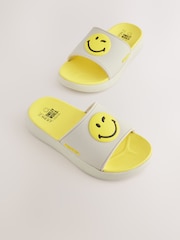 Bone White Smiley World Beach Sliders - Image 1 of 5