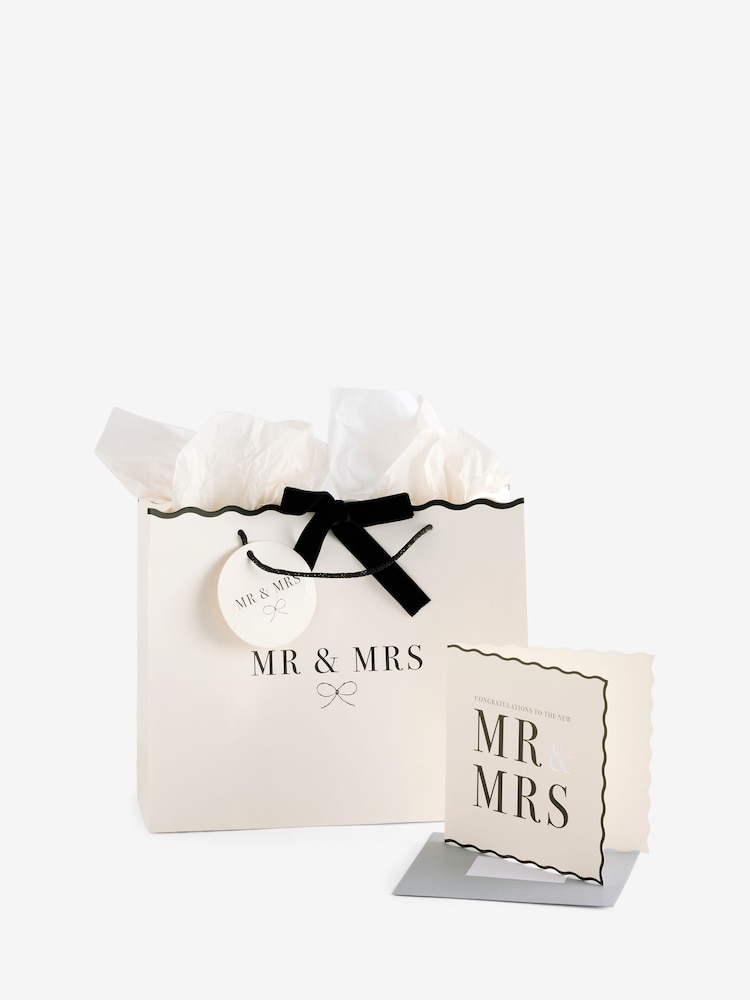 Natural 2026 Mr and Mrs Wedding Gift Bag and Card Set - Image 1 of 1