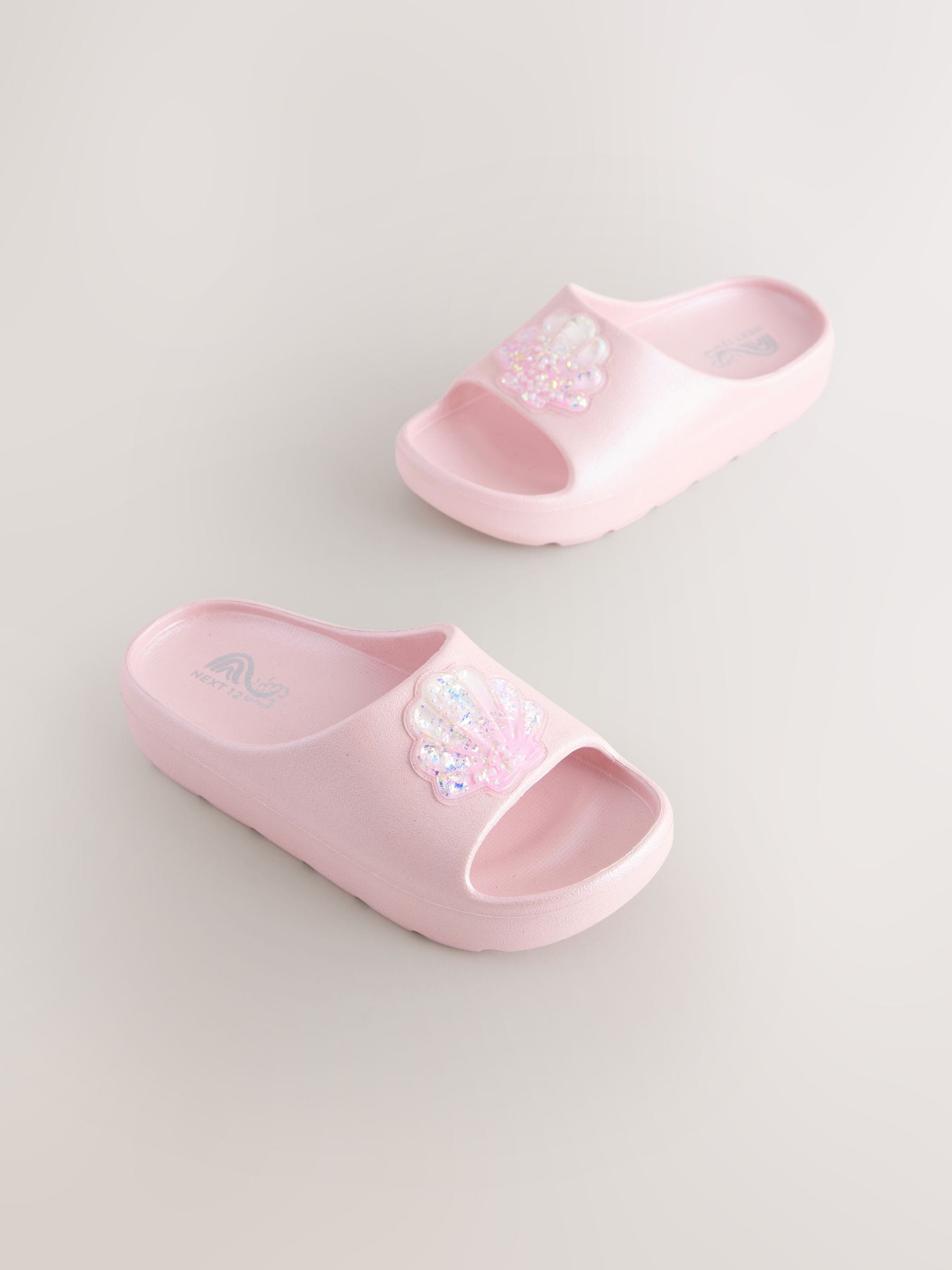 Buy Pink Glitter Seashell Sliders from Next USA Buy Pink Glitter Seashell Sliders from Next USA