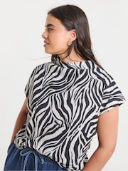 Simply Be Animal Slash Neck Cap Sleeve Top - Image 1 of 4
