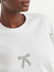 JD Williams White Embellished Bow Print T-Shirt - Image 3 of 4