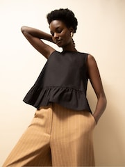 Preto - Blusa de cotton com babados e bainha Ro&Zo - Imagem 2 de 6