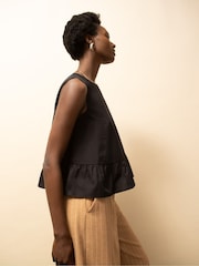 Preto - Blusa de cotton com babados e bainha Ro&Zo - Imagem 4 de 6