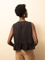 Preto - Blusa de cotton com babados e bainha Ro&Zo - Imagem 6 de 6