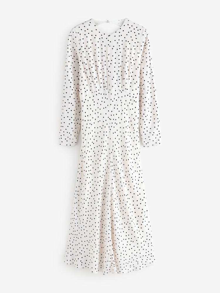 Ro&Zo White Petite Polka Dot Tie Back Dress - Image 4 of 4