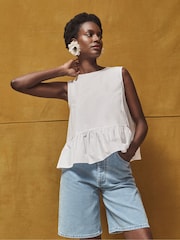 Branco - Blusa de cotton com babados e bainha Ro&Zo - Imagem 1 de 3