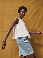 Branco - Blusa de cotton com babados e bainha Ro&Zo - Imagem 2 de 3