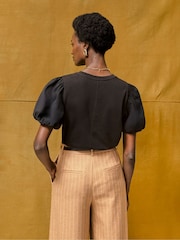 Ro&Zo Black Pure Cotton Puff Sleeve T-Shirt - Image 5 of 5