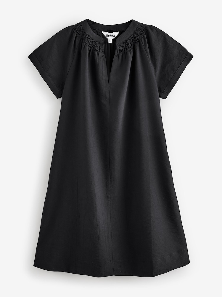 Ro&Zo Black Gathered Neck Short Dress - Image 1 of 1