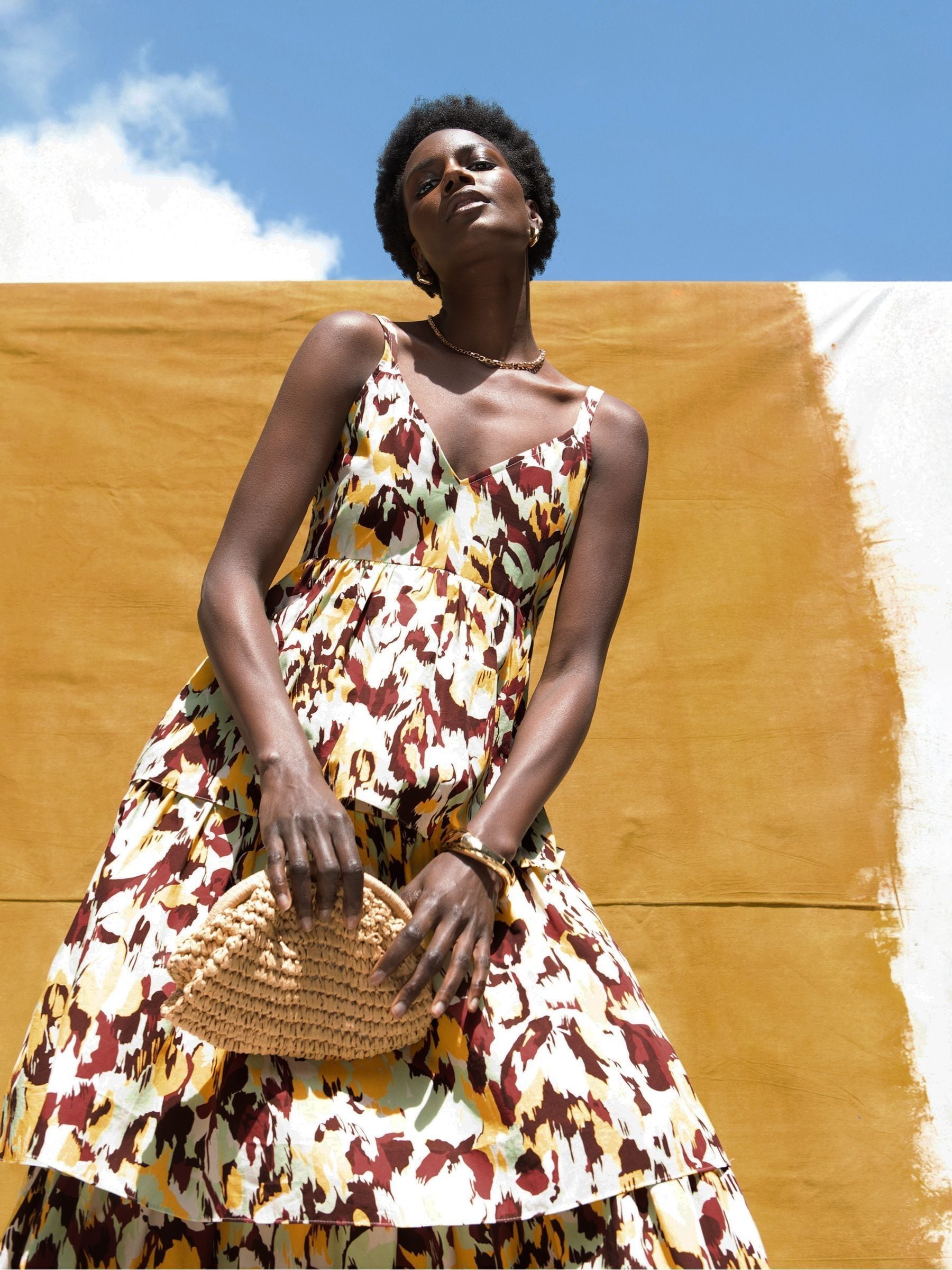 Buy Ro&Zo Yellow Confetti Printed Tiered Dress from Next Japan