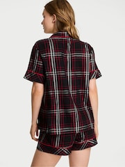 Victoria's Secret Black & Red Christmas Tartan Flannel Short Pyjamas Set - Image 2 of 3
