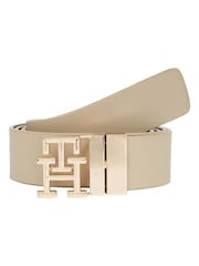 Tommy Hilfiger Cream Monogram Leather Belt - Image 1 of 4