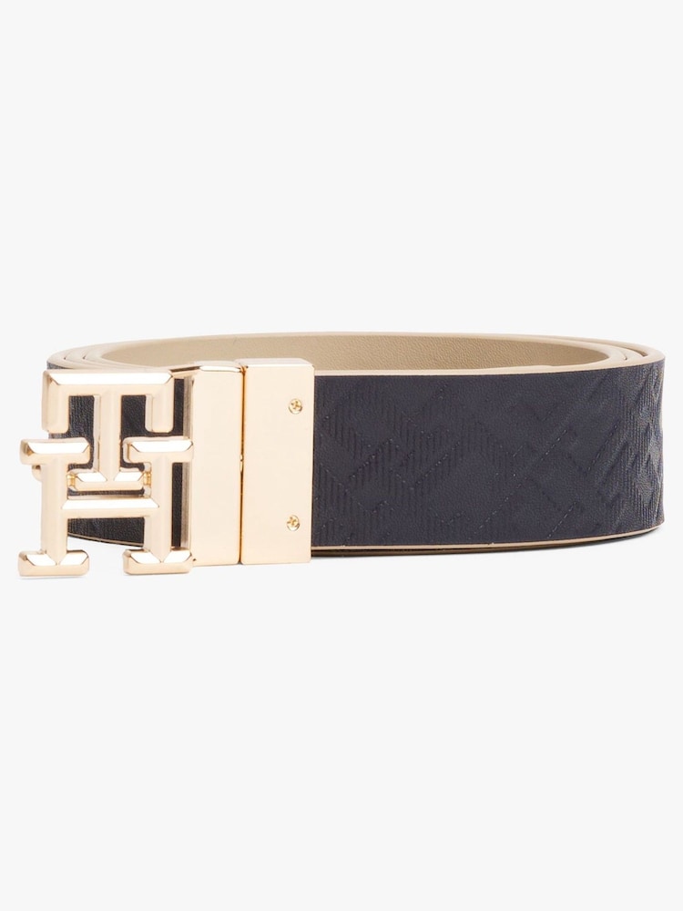 Tommy Hilfiger Cream Monogram Leather Belt - Image 2 of 4