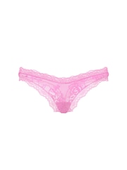 Victoria's Secret Playful Rose Pink Thong Rose Lace Knickers - Image 3 of 3