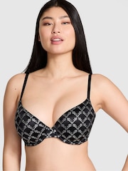 Victoria's Secret PINK Black Logo Jacquard Push Up Bra - Image 1 of 2