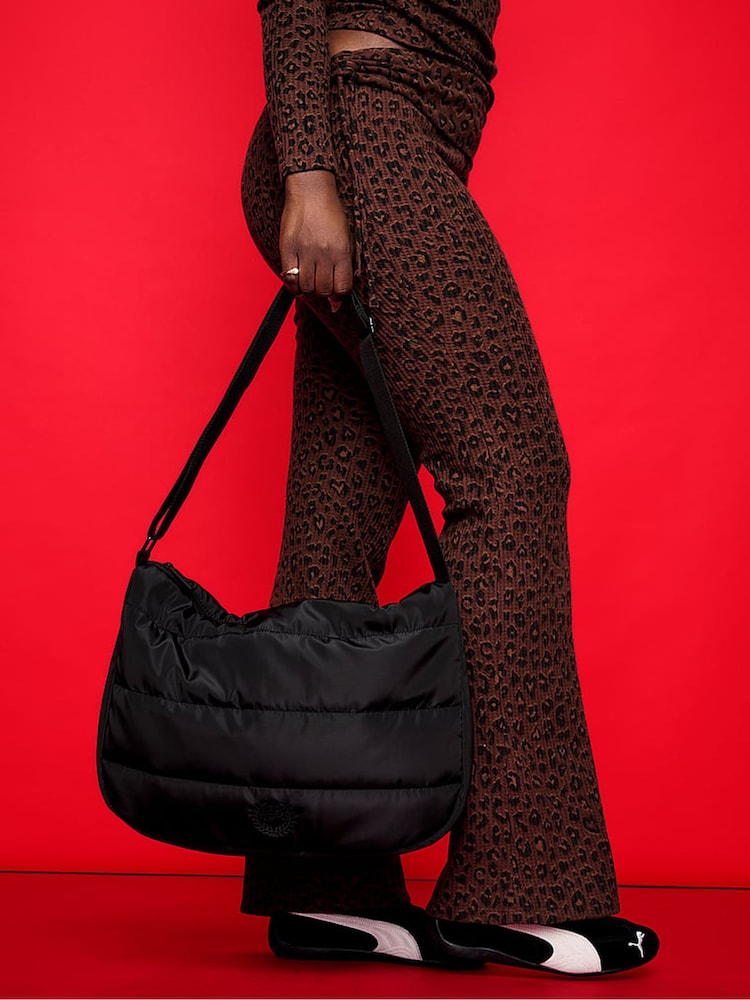 Victoria's Secret Pink Black Quilted Puffer Slouch Bag - Image 1 of 4 Victoria's Secret Pink Black Quilted Puffer Slouch Bag - Image 1 of 4