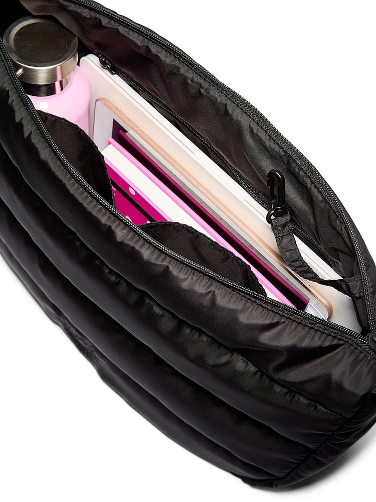 Victoria's Secret Pink Black Quilted Puffer Slouch Bag - Image 4 of 4 Victoria's Secret Pink Black Quilted Puffer Slouch Bag - Image 4 of 4