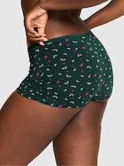 Victoria's Secret PINK Deep Forest Green Holly Print Cotton Boyshort Knickers - Image 2 of 2