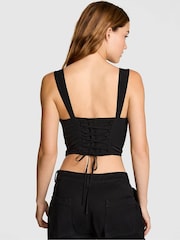 Victoria's Secret Pink Black Cropped Corset Top - Image 2 of 2