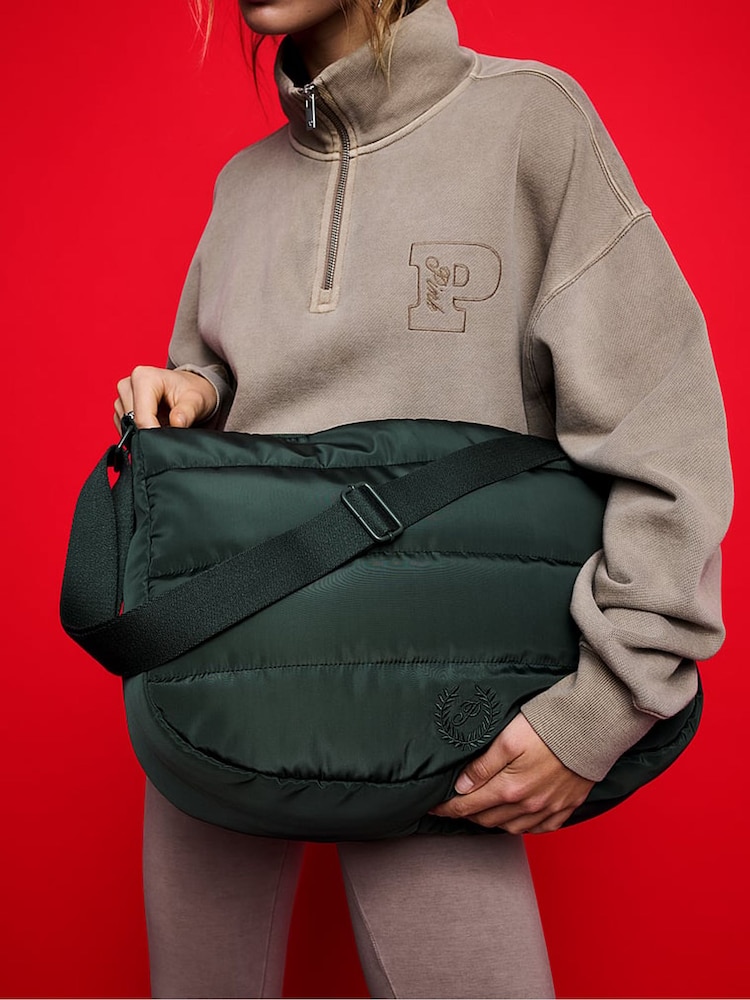 Victoria's Secret Pink Deep Forest Green Quilted Puffer Slouch Bag - Image 4 of 4 Victoria's Secret Pink Deep Forest Green Quilted Puffer Slouch Bag - Image 4 of 4