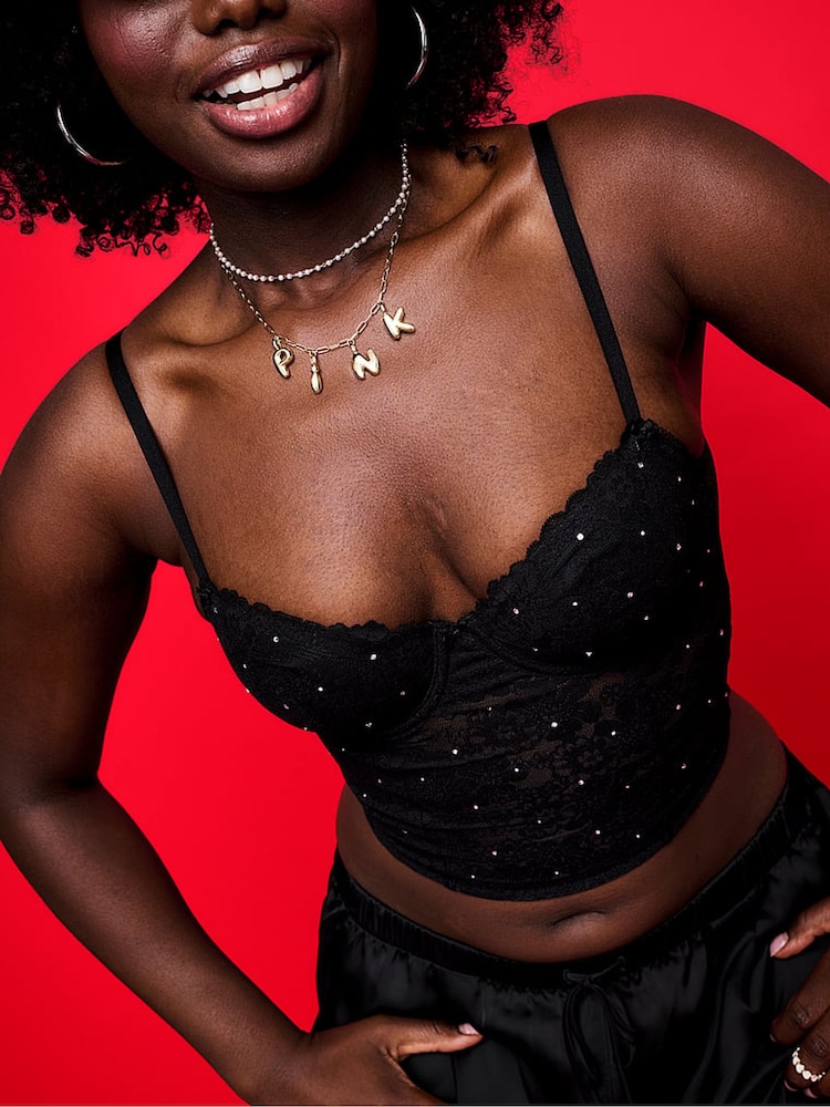 Victoria's Secret Pink Black Corset - Image 3 of 3 Victoria's Secret Pink Black Corset - Image 3 of 3