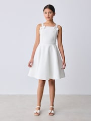 Baker by Ted Baker White Lace Bow Scuba Dress - Image 1 of 11