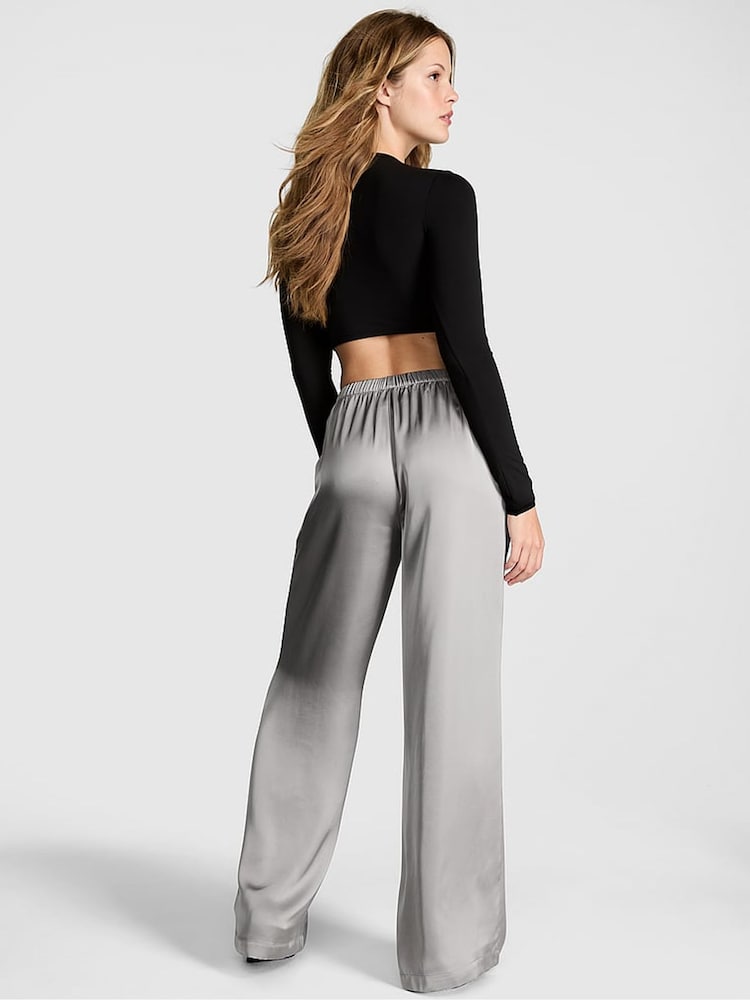 Victoria's Secret Pink Silver Lining Grey Satin Trousers - Image 2 of 2 Victoria's Secret Pink Silver Lining Grey Satin Trousers - Image 2 of 2