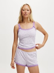Cotton On Waffle Lace Boyshorts Pyjamas - Imagen 1 de 4