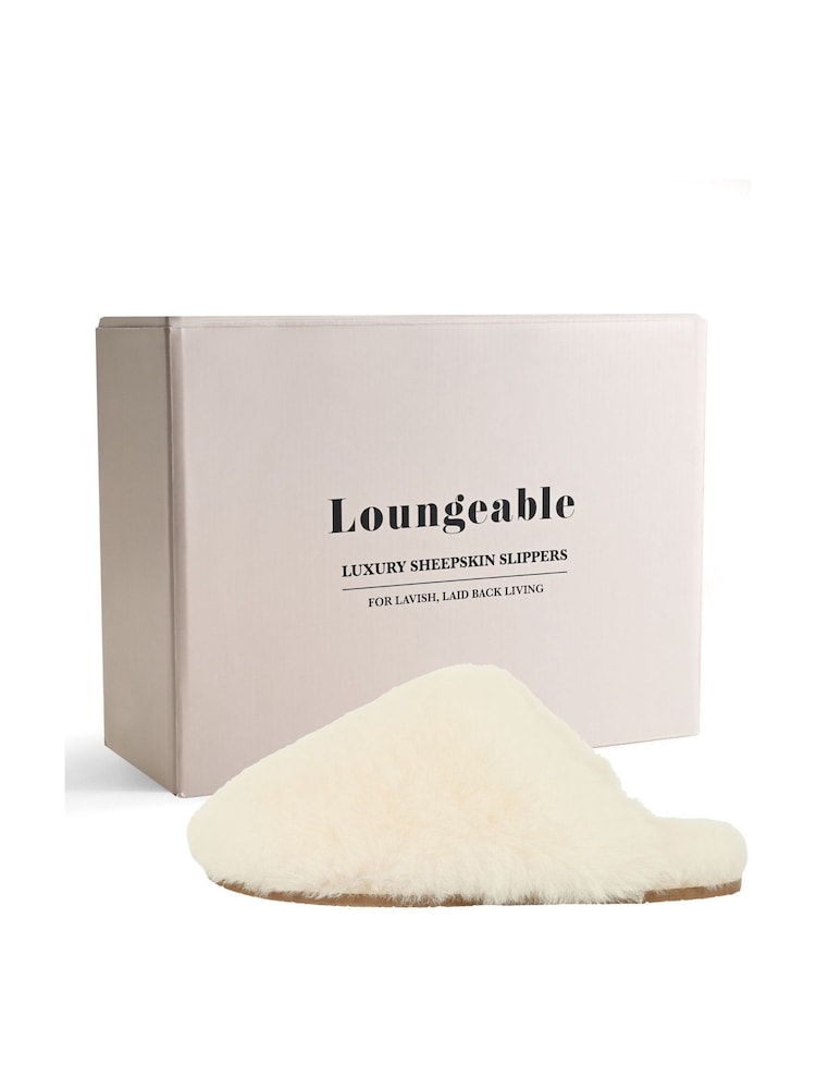 Loungeable Cream Real Sheepskin Lined Fluffy Mule Slippers - Image 4 of 4 Loungeable Cream Real Sheepskin Lined Fluffy Mule Slippers - Image 4 of 4