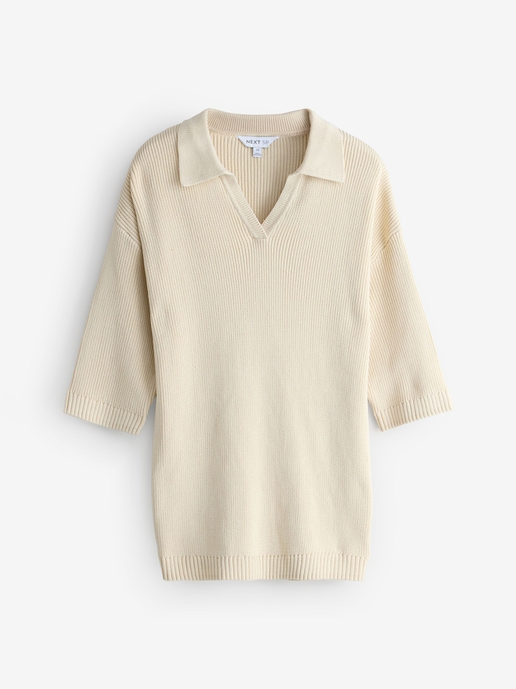 Ecru White V-Neck Collar Sweater - Image 1 of 1