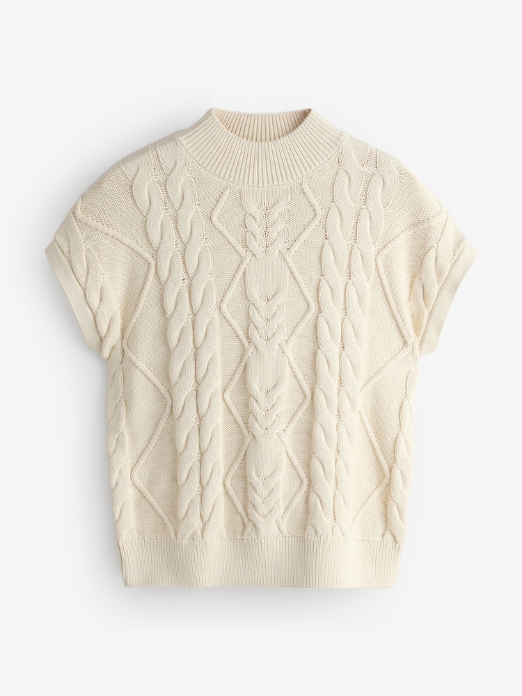 Ecru White Cable Knit Tank Top Jumper - Image 1 of 1