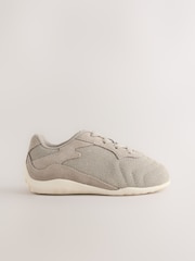 Neutral Suede Elastic Lace Trainers - Image 2 of 5