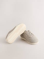 Neutral Suede Elastic Lace Trainers - Image 3 of 5