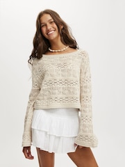 Natural - Cotton On Crochet Boat Neck Top - Imagen 1 de 1