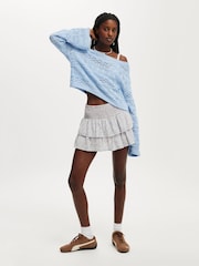 Cotton On Blue Crochet Boat Neck Top - Image 4 of 4