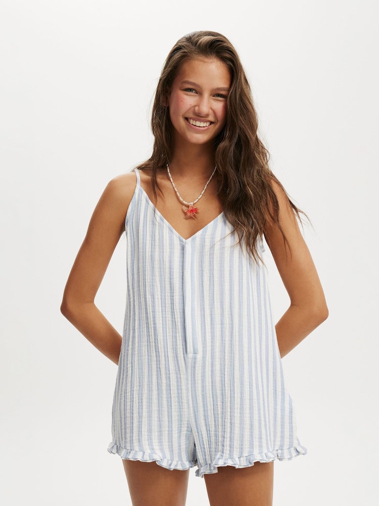 Cotton On Light Blue Beach Playsuit - Image 1 of 4 Cotton On Light Blue Beach Playsuit - Image 1 of 4