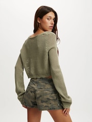 Verde - Cotton On Crochet Scallop Cropped Cardigan - Imagen 2 de 4