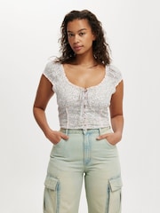 Rosa - Cotton On Kara Fitted Short Sleeve Top - Imagen 1 de 4