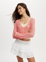 Naranja - Cotton On Crochet Scallop Cropped Cardigan - Imagen 1 de 4