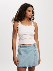 Cotton On Blue Wrapped Denim Mini Skirt - Image 1 of 5