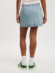 Cotton On Blue Wrapped Denim Mini Skirt - Image 2 of 5