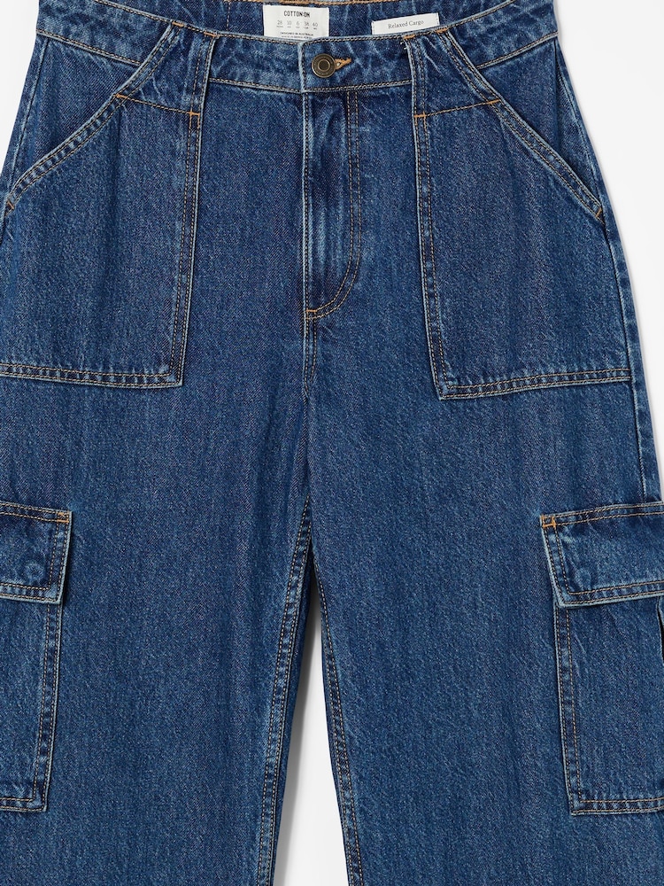 Azul de Chrome - Cotton On Relaxed Cargo Jeans - Imagen 8 de 8