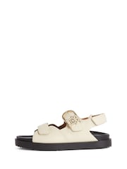 Tommy Hilfiger Natural Monogram Leather Cleat Sandals - Image 3 of 6