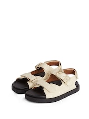 Tommy Hilfiger Natural Monogram Leather Cleat Sandals - Image 4 of 6