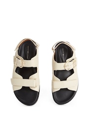 Tommy Hilfiger Natural Monogram Leather Cleat Sandals - Image 6 of 6