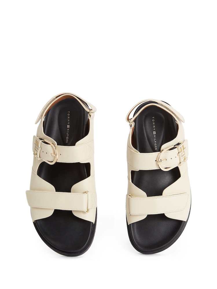 Tommy Hilfiger Natural Monogram Leather Cleat Sandals - Image 6 of 6