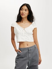 Blanco - Cotton On Kara Fitted Short Sleeve Top - Imagen 1 de 4