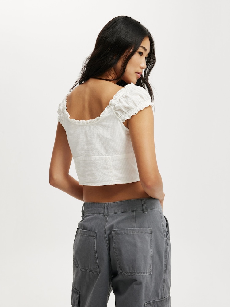 Blanco - Cotton On Kara Fitted Short Sleeve Top - Imagen 2 de 4